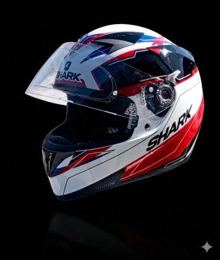 Casco Shark integral blanco y rojo