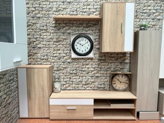 Conjunto Muebles Salón TV Madera y Cristal