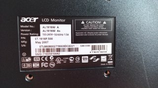 Monitor Acer AL1916W Plata