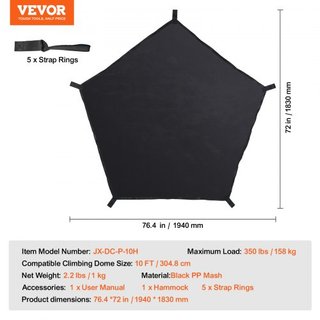 Hamaca para Escalera en Forma de Cúpula, Accesorio para Cúpula de Escalada, Hamaca para Cúpula de Escalada Adecuada para Escaladas de 10 pies, Capacidad de Carga de 350 Libras, Hamaca de Gimnasio ...