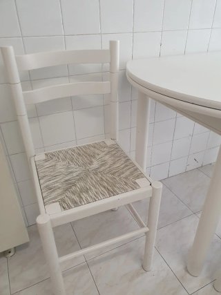 Mesa y 4 Sillas Cocina Madera Rattan