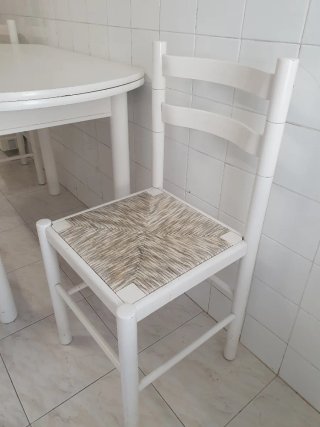 Mesa y 4 Sillas Cocina Madera Rattan