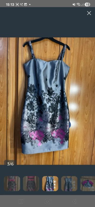 Vestido fiesta gris y rosa talla L