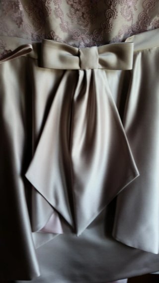 Vestido fiesta elegante beige/rosa