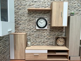 Conjunto Muebles Salón TV Madera y Cristal