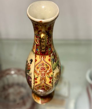 Jarrón Satsuma Oriental Asas Doradas