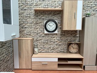 Conjunto Muebles Salón TV Madera y Blanco