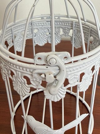 Gabbietta decorativa Shabby Chic metallo bianco