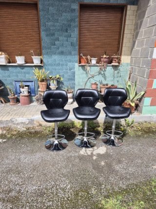 Set di 3 Sedie da Bar Nere