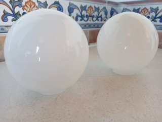 Lote 2 tulipas globo opalinas cristal
