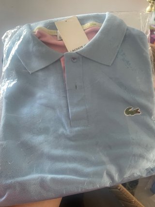 Polo Lacoste Azul y Rosa Talla L