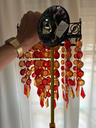 Lámpara colgante cristal rojo y dorado