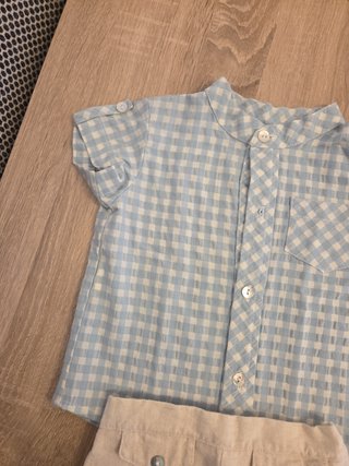 Conjunto bebé niño camisa cuadros y bombacho