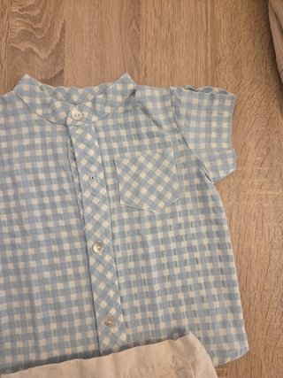 Conjunto bebé niño camisa cuadros y bombacho