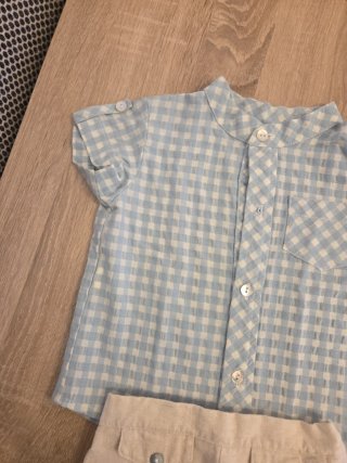 Conjunto bebé niño camisa cuadros y bombacho