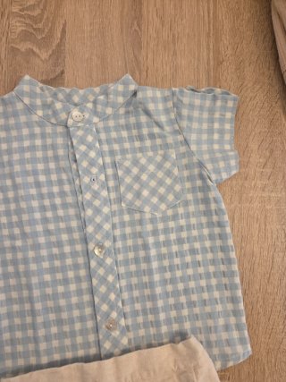 Conjunto bebé niño camisa cuadros y bombacho