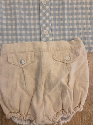 Conjunto bebé niño camisa cuadros y bombacho
