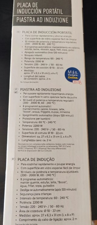 Placa Inducción Portátil SilverCrest 2200W