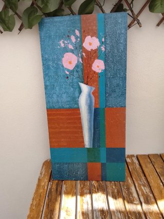 Cuadro decorativo flores y jarrón