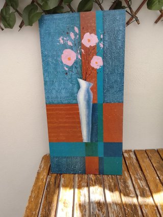 Cuadro decorativo flores y jarrón