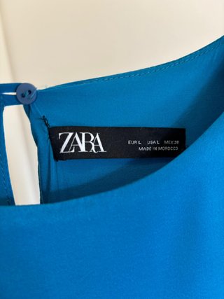 Abito Zara blu a balze effetto satin - Taglia L