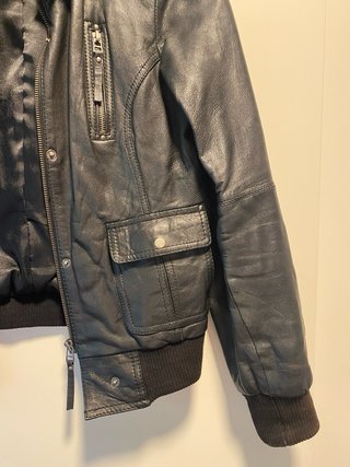 Chaqueta Piel Negra Bershka Talla XS