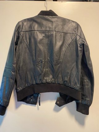 Chaqueta Piel Negra Bershka Talla XS