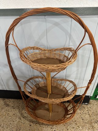 Cesta Mimbre Paja Artesanal 3 Niveles
