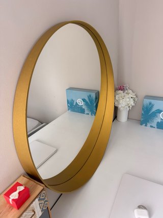 Espejo redondo dorado metal diametro de 80cm