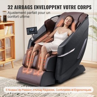 Sillón de Masaje de Cuerpo Completo, Reclinador de Masaje en Gravedad Cero SL-Track, Shiatsu 3D, Escaneo Corporal, Calefacción, Altavoz Bluetooth, Bolsas de Aire para Sala de Estar, Hogar