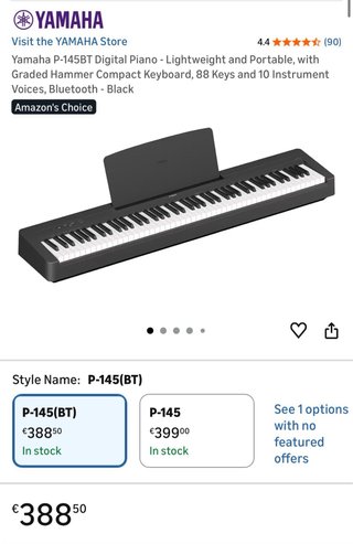 Piano Yamaha P-145BT con soporte y auriculares