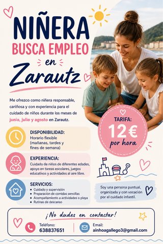 Trabajo de niñera en verano