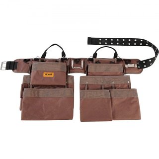 Cinturón de herramientas, 19 bolsillos, ajusta de 32 pulgadas a 54 pulgadas, bolsa de herramientas de poliéster de alta resistencia, bolsa de herramientas desmontable para electricista, carpintero...