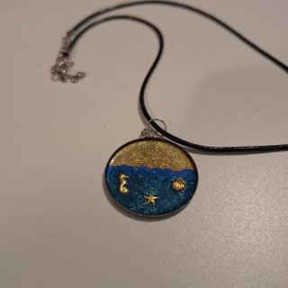 Ciondolo Rotondo Mare Glitter Oro