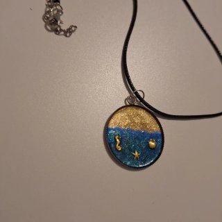 Ciondolo Rotondo Mare Glitter Oro