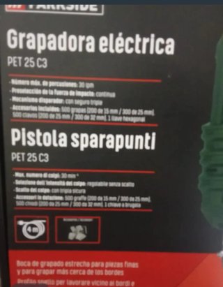 Grapadora y Clavadora Parkside PET 25 C3