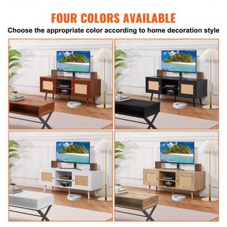 Soporte de TV de Rattan, Gabinete Boho para TV de 55 pulgadas, Soporte de TV de Estilo Moderno de Mediados de Siglo, Consola de TV de Rattan con Estantes Ajustables para Sala de Estar, Sala de Med...