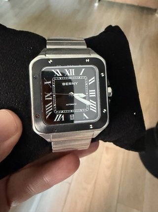 Reloj Berny Automático Tank Negro/Plata