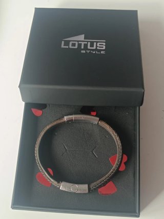 Pulsera Lotus Style Cuero Marrón y Plata