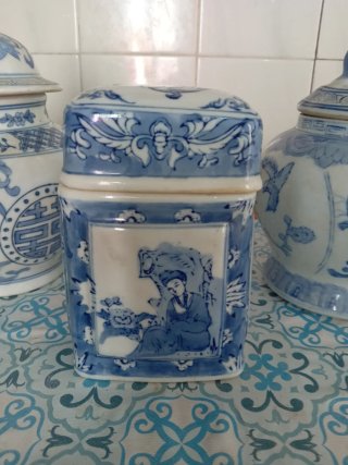 Lote 3 piezas porcelana china azul y blanco
