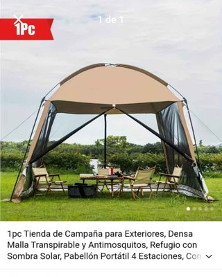 Carpa Amplia Impermeable Beige/Negra