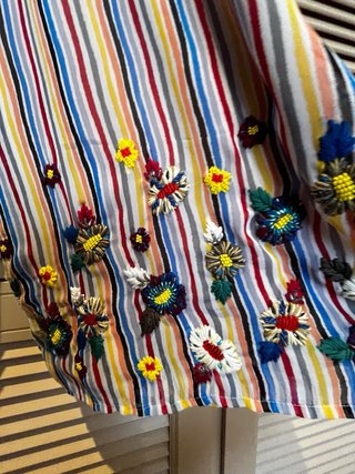 Pantalón palazzo rayas flores
