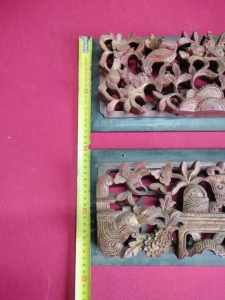 2 Paneles Madera Tallada Motivos Orientales