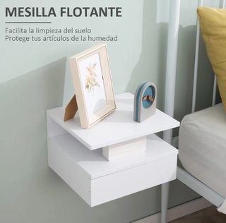 Juego 2 Mesitas Noche Flotantes Blancas