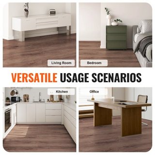 Baldosas de Vinilo Interconectables 1220 X 185 mm, 10 Baldosas de 5.5mm de Grosor que se Encajan, Suelo de Grano de Madera Marrón Oscuro para Cocina, Comedor, Dormitorios y Baños, Fácil para Decor...