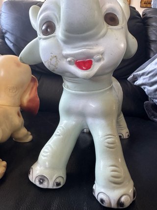 2 Pupazzi Vintage Gomma Cane Elefante