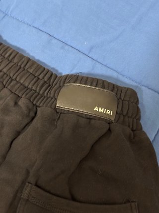 Amiri Pantalones Cortos Negros Desgastados