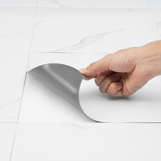 Azulejos de Vinilo Autoadhesivos 12 x 12 pulgadas, 50 Azulejos de 1.5mm de Grosor, Peel & Stick, Textura de Mármol Blanco para Suelos de Cocina, Comedor, Dormitorios y Baños, Fácil para Decoración...