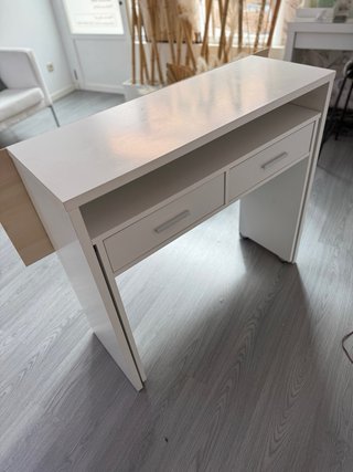 Mostrador/Escritorio Extensible Madera y Blanco