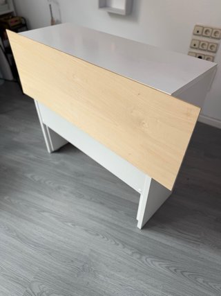 Mostrador/Escritorio Extensible Madera y Blanco